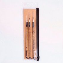 민화붓 붓글씨 고품질 3 개/대 BPR-04 조랑말 헤어 & 토끼 Vellus 대나무 핸들 중국 서예 수채화 브러쉬 고급선물, 단일옵션