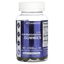 Vitamatic 비건 아슈와간다 천연 타트체리 750mg 구미젤리 60개