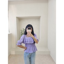 스퀘어넥 러블리 캉캉 프릴 블라우스