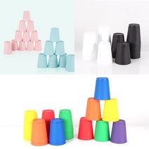 국산 에코 스텍스 컵쌓기 10컬러 무지 스텍컵 12입, 블랙무지, 화이트