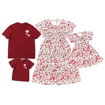 모녀커플룩 아기랑 엄마아기 아이와 엄마랑딸 커플룩 엄마와 딸 긴 꽃 드레스 가족 모양 아빠와 아들 인쇄