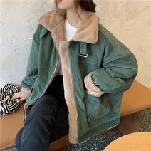 램스울 코트 카고 여성 겨울 가을 와이드 루즈핏 숏 두꺼운 보온 코듀로이 패딩 웰론 트렌드 4990245798