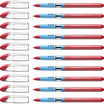 Schneider Slider Basic M (미디엄) 볼펜 1.0mm 투명 배럴 블랙 잉크 펜 10개 박스 (151101), 1 Count (Pack of 10)_Red