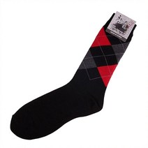 [DSM] 검정레드 아가일 삭스 장목 패션 남자 오피스 양말