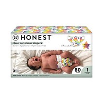 The Honest Company 클린 컨셔스 기저귀 | 식물 기반의 지속 가능한 | 장미 꽃 + 투투 큐트 | 클럽 박스 크기 1(8-14파운드) 80개, 80개(1팩), 모두를 위한 프라이드 사랑