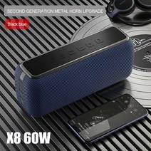 사운드바 tv 스피커 블루투스 사운드바 티비 홈시어터 가성비 외부스피커 2022 column dsp bass x8 60w big power 휴대용 방수 음악 센터 tws, 4-푸른