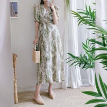 요시아나 [당일발송] 럭셔리 프렌치누아 플라워 랩 롱 원피스