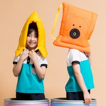 지진 방재 모자 곰돌이 유아 초등학교 어린이집 유치원 재난 안전훈련 교육, 오렌지, 1개
