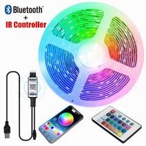 LED 스트립 컴퓨터 조명 SMD RGB 유연한 장식 Bedrfoom 배경 TV 리본 램프 다이오드 스트링 블루투스 컨트롤러, 03 3m, 04 2 in 1 Control