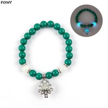 야광팔찌 형광 led 매듭 학생 우정 커플 팔찌 자연석 요가 치유 luminous glow in the dark lotus charm beads 기도 불교, g1
