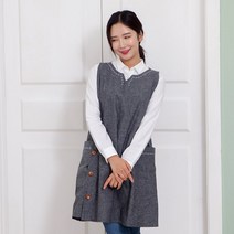 네이처데코 심플 스티치 빅사이즈 원피스형 앞치마 3color, 블랙해지