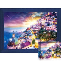 퍼즐피플 풍경 외국 도시 랜드마크 1000피스 직소퍼즐, 빛나는 아말피 해안 1000피스 액자포함(우드블루), 퍼즐유액 포함, 1000p