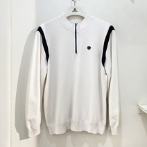 [행복한백화점][그린조이]그린조이 어깨 배색 반집업 쉐타 방풍 니트 스웨터 화이트 남성 GF21SL61M