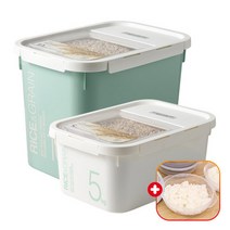 락앤락 쌀통 2종세트 (계량컵+제습제) - 5KG/10KG/20키로 잡곡/사료보관함 라이스키퍼 집들이선물 주방정리방법추천, 혼합