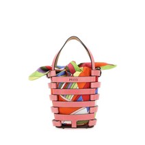 23SS EMILIO PUCCI 멀티컬러 레더 AND 패브릭 스몰 LIDO 버켓 가방 3EBC283E910 A18
