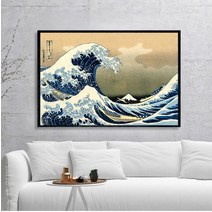 가나가와 우키요에의 큰 물결 일본 예술 빈티지 벽 캔버스 인쇄 유명한 그림 거실 장식, 60x90cm No Frame, 02 0030-02