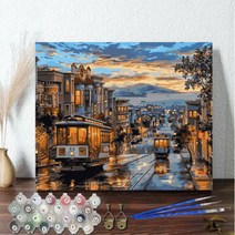 아이룸데코 DIY명화그리기 DIY 유화 그리기 키트 해바라기 그림 액자 색칠하기 세트 50cm, 3.노을 그리기