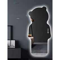전신거울 곰돌이 특이한 피팅룸 LED 조명 드레스룸 대형 벽걸이 이동식거울 스마트 매장, 완제품, 안전포장, 80x180cm싱글스위치3색전환