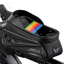 화이트리버 방수 자전거 핸드폰 거치대 빛반사 프레임 가방, 블랙