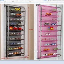 도어 선반 문걸이 수납장 공간활용 욕실장 신발장 6단 10단, 문걸이 10단 - 핑크