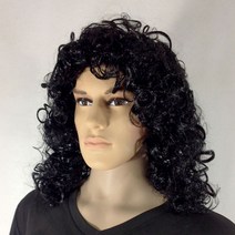 남자 장발 긴머리 가발 무대 록가수, 분위기있는 블랙