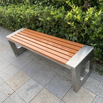 야외 벤치 의자 스테인레스 스틸 공원 목재 평의자, 180x40x45 -그레이