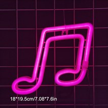감성소품 네온사인 간판 크리에이티브 LED 음악 노트 모양 네온 사인 배터리 전원 및 USB 밤 벽 램프 어린, 03 pink