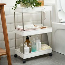 이동식트롤리 바퀴달린 세탁실틈새수납장 선반, 3단