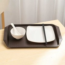50개입 받침 멜라민 서빙 접시 트레이 학교 뷔페 바베큐 가게 패스트 푸드, 검정색 트레이 50개