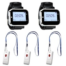 비상 호출 버튼 및 시계 수신기 클리닉 병원 SOS 송신기 Elederly 호출기 용 무선 호출 벨 호출기, 2 시계 3 버튼