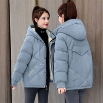 여성용 가을 겨울 패딩 루즈핏 후드 집업 솜패딩 프린트 코트 잠바 빅사이즈W22092801