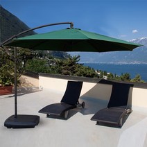 업소용 가정용 테라스 카페 정원 대형 파라솔 물통받침대 세트, 그린