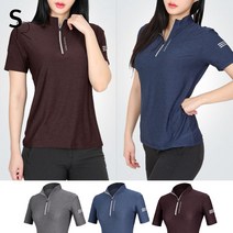 스타일랑 여성용 라인라이트 스트레치 멜란지 집업 반팔 티셔츠 A1SR1LT023W