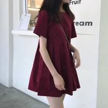 여성 여름 반팔 미니 원피스 루즈핏 A라인