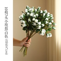 조화 버터플라이꽃 갈대 양귀비 장미 미니 꽃다발 국화 58 동백꽃 자작나무가지, 흰색 스틱 10개