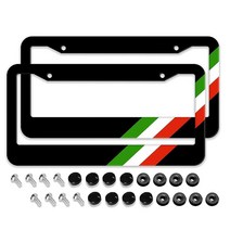 미국 국기 번호판 프레임 - 2팩 맞춤형 알루미늄 자동차 번호판 커버 애국적인 미국 별과 줄무늬 깃발 번호판 홀더 범용 미국-캐나다 4홀 자동차 태그 여성/남성용, Italy Flag