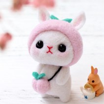 DIY 동물친구 양모펠트 키트복숭아토끼 DIY인형만들기 인형패키지