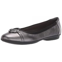 Clarks 여성용 그레이스린 윈드 드레스 플랫 발레202558, 6, Black Metallic Leather, Black Metallic Leather