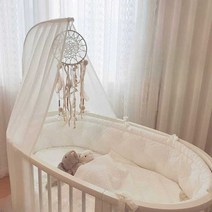 아기범퍼침대 쿠션 저상형 가드 유아용 장식, 베이비 파우더 + 화이트 직사각형 매트리스 패드