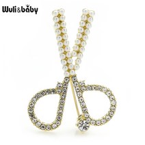 반짝 이는 전체 라인 석 가위 골드 컬러 및 실버 컬러 핀 용 패션 배지 쥬얼리 브로치