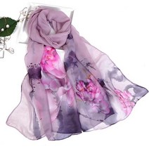 TYLBkk Hair Scarf For 블랙 여성용 패션 Lotus 프린팅ing 긴 소프트 랩 숙녀 실크 Shawl Scarves Ink Thin 보라
