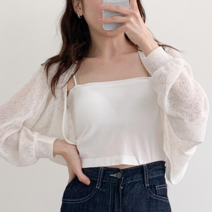 시프트에잇 국내제작 루즈핏 니트 볼레로 여름 가디건 간절기 여자 아우터