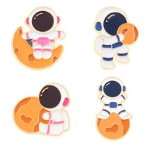 데일리 쥬얼리 당신을 멋지게 만듭니다 우주 비행사 에나멜 핀 행성 로켓 고래 스타 문 갤럭시 커피 금속 브로치 배지