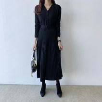 빨강몽키 봄 날씬 긴소매 캐주얼 가을 루즈핏 오피스 여성 니트원피스