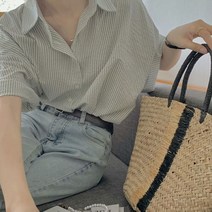 XEJ-우아하고 청소년 여성 블라우스 의류 봄 2023 녹색 세로 스트라이프 셔츠 반팔 쉬폰 블라우스