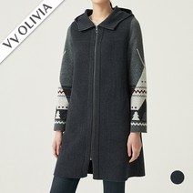 올리비아로렌 비비올리비아 소매 니트배색 코트 VVCEAXW9461