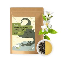 미국직구 Fescha Jasmine Dragon Pearls Jasmine 상쾌한 향기가 나는 프리미엄 녹차 루즈 리프 티 재판매 가능 크래프트 백 포장 4 OZ 브루 50컵, 수량, 상세참조