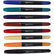 일본직발송 3. AMAZON 기본(AMAZON BASICS) AMAZON BASICS DUAL TIP PERMANENT MARKERS BULLET TIP AND U, One Size, One Color