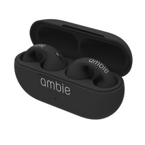 ambie 골전도 이어커프형 귀걸이 블루투스 이어폰 이어클립형 헤드셋 무선 이어 버드, 검은색