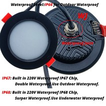천장조명 간접조명 램프 스마트 RGB 변경 IP65 실내 방수 LED Ceilig Dim, 06 IP68 Dimmable Wj, 02 7W Black D100mm